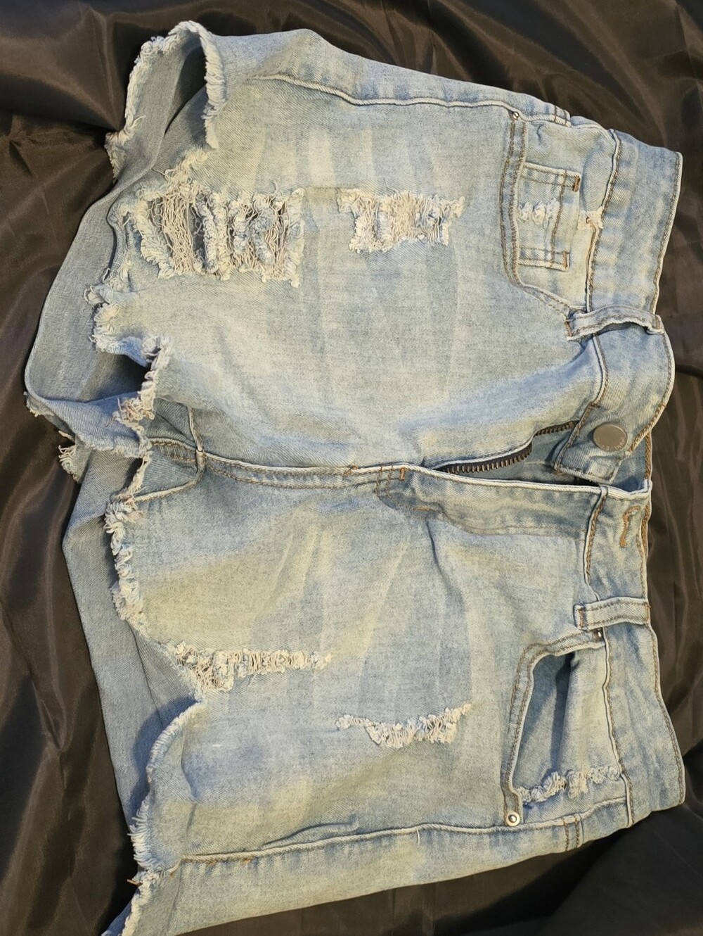 Light Wash Distressed Denim Shorts